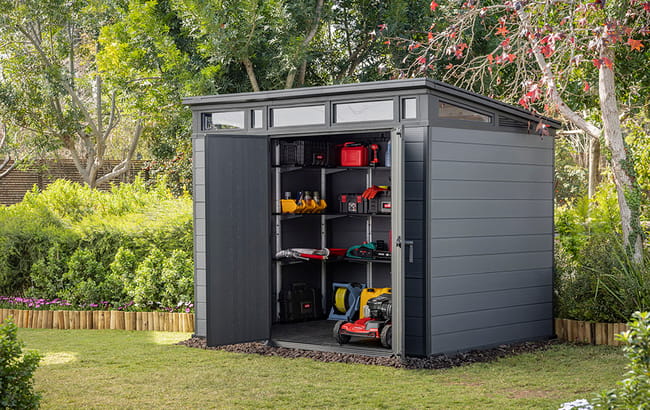 Cortina Graphite Large Storage Shed - 9x7 Shed - Keter US